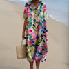 Gundula | Elegantes Blumen-Sommerkleid mit V-Ausschnitt