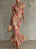 Constanze | Florales Maxikleid mit Puffärmeln