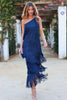 Sylvia | Elegantes One-Shoulder-Fransenkleid