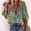 Elisabeth | Damen Boho Bluse V-Ausschnitt Langarm Knopfleiste