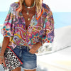Lena | Damen Boho Paisley V-Ausschnitt Knopfleiste Bluse