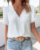 Marie | Damen Boho V-Ausschnitt Spitzen-Pünktchen Bluse