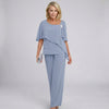 Marlene | Damen Chiffon Cape-Ärmel Two-Piece Set mit weiten Beinen