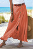 Frieda | Damen High-Waist Knopfleiste Maxi Rock Leinenoptik