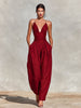 Clara | Damen High-Waist Wide-Leg Spaghetti-Träger Jumpsuit