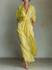 Emilia | Damen Baumwoll Maxi Hemdkleid mit V-Ausschnitt