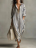 Luisa | Damen Gestreiftes Oversized Hemdkleid Maxi
