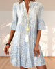 Marlene | Damen Paisley V-Ausschnitt Dreiviertelarm Kleid