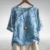 Frieda | Damen Relaxed-Fit Bluse mit Blätterprint und Rundhalsausschnitt