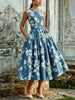 Leonie | Damen Schulterfreies Midi-Kleid mit Blumenmuster