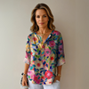 Isabella | Damen Blumenprint V-Ausschnitt Casual Top